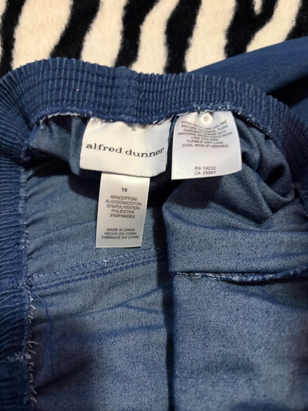 Alfred Dunner Medium Blue Elastic Waist Denim Pants